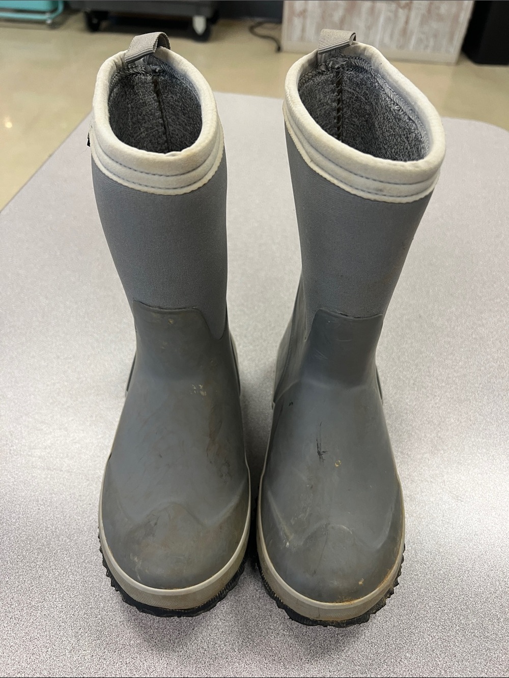 Bogs Kids Gray and White Waterproof Boots